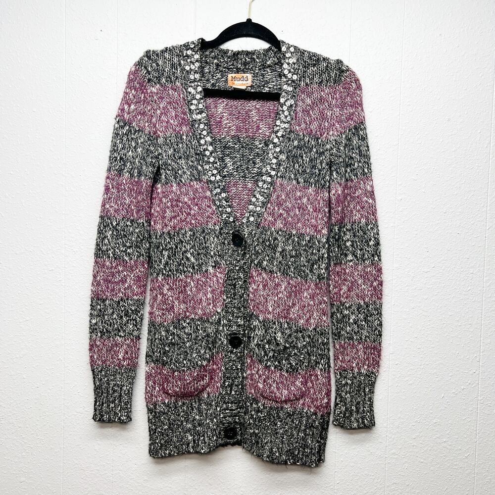 Mudd Y2K Fairy Cardigan Sweater Small Sequin Preppy Grunge Romantic Whimsigoth
